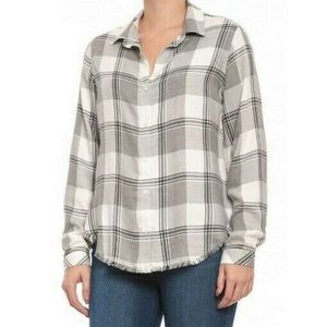 Cloth & stone plaid rough hem button up